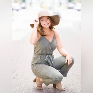 Army green romper from Abercrombie and fitch